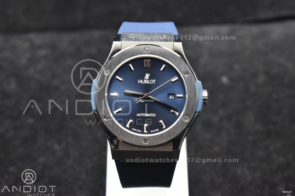 Best Dial Blue HBF Classic On Edition 1:1 SS 42mm Blue Strap Gummy A2892 Fusion 0130